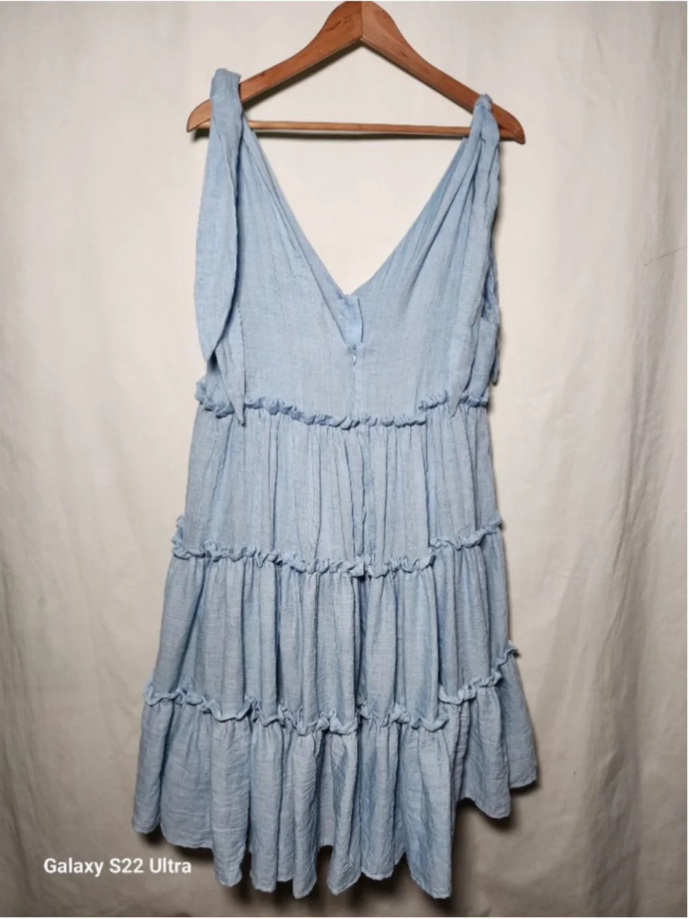 Women's ENGLISH FACTORY Light Blue Tiered Mini Dress L